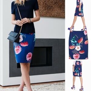 BANANA REPUBLIC GERBER‎ DAISY PENCIL SKIRT. Blues and Pinks Size 10
